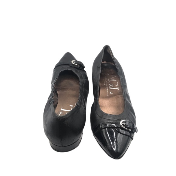 Attilio Giusti Leombruni AGL BLACK PATENT LEATHER Pointed-T Ballet Flats Size 38 - Picture 7 of 12